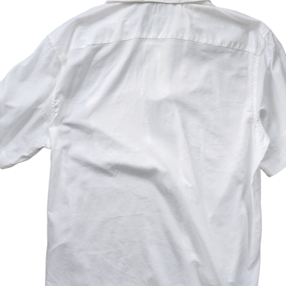 BANANA Republic White Organic Cotton Relaxed Fit Top Johnny Collar - Picture 4 of 9